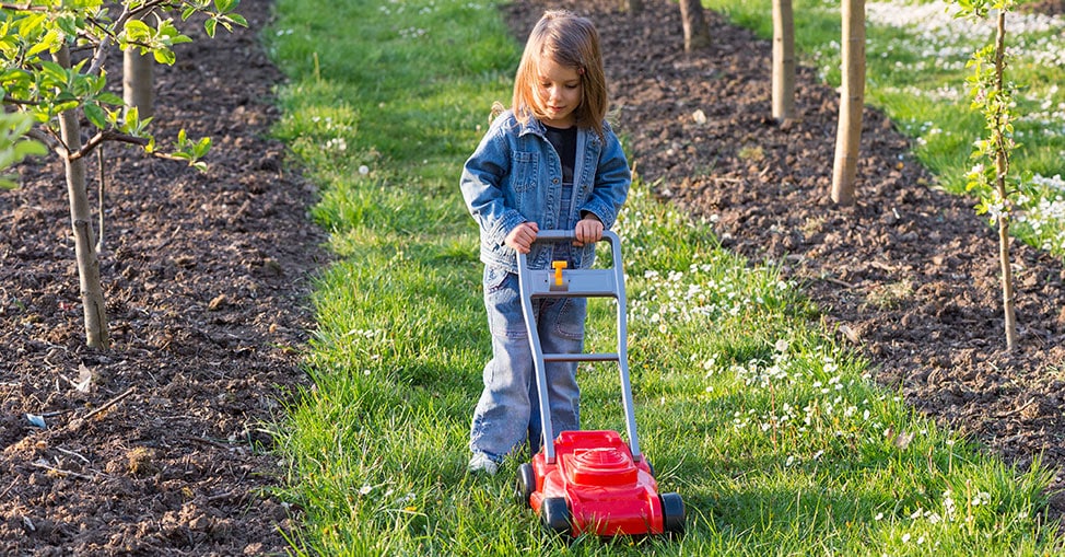 Bunter Rasenmäher Kinder Spielzeug Kinderrasenmäher Mähen Rasen mit Geräusch 